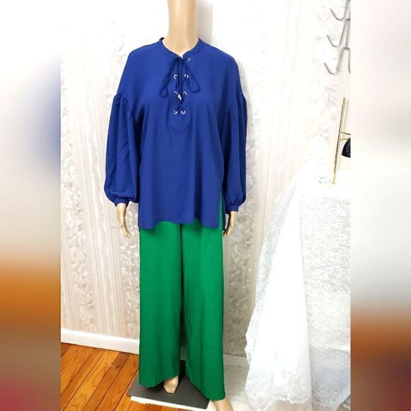 Ralph Lauren Lace-Up Puffed Sleeves Blouse Size S NWT - Picture 4 of 7